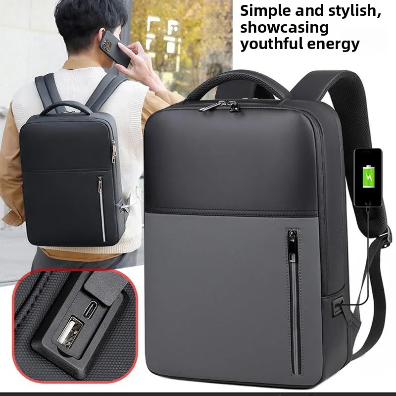 

Fashionable Business Men's Backpack Large Capacity Outdoor Travel Double Shoulder Bag Stylish Trendy Casual Durable Satchel