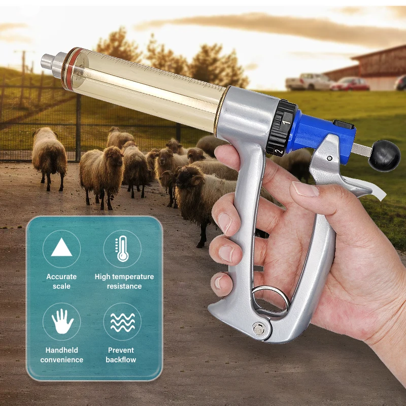 25ml/50ml Semi-Automatic Continuous Syringe Adjustable Vaccine Injector Injection for Using On Pig Cattle Sheep Chicken 1 Pc