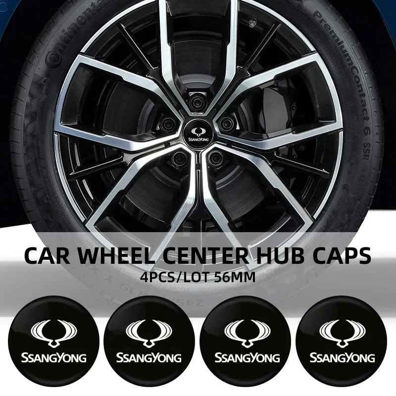 with logo Car Wheel Caps Stickers for Ssangyong Actyon Rexton Korando Rodius Kyron Tivoli Musso XLV Stavic Turismo Accessories