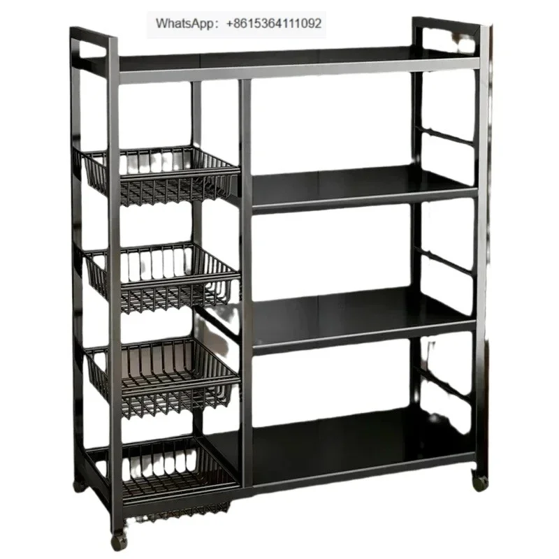 European Metal Trolleys for Home Balcony Multi-layer Trolley  with Wheels Light Luxury Living Room Furniture Storage Shelf