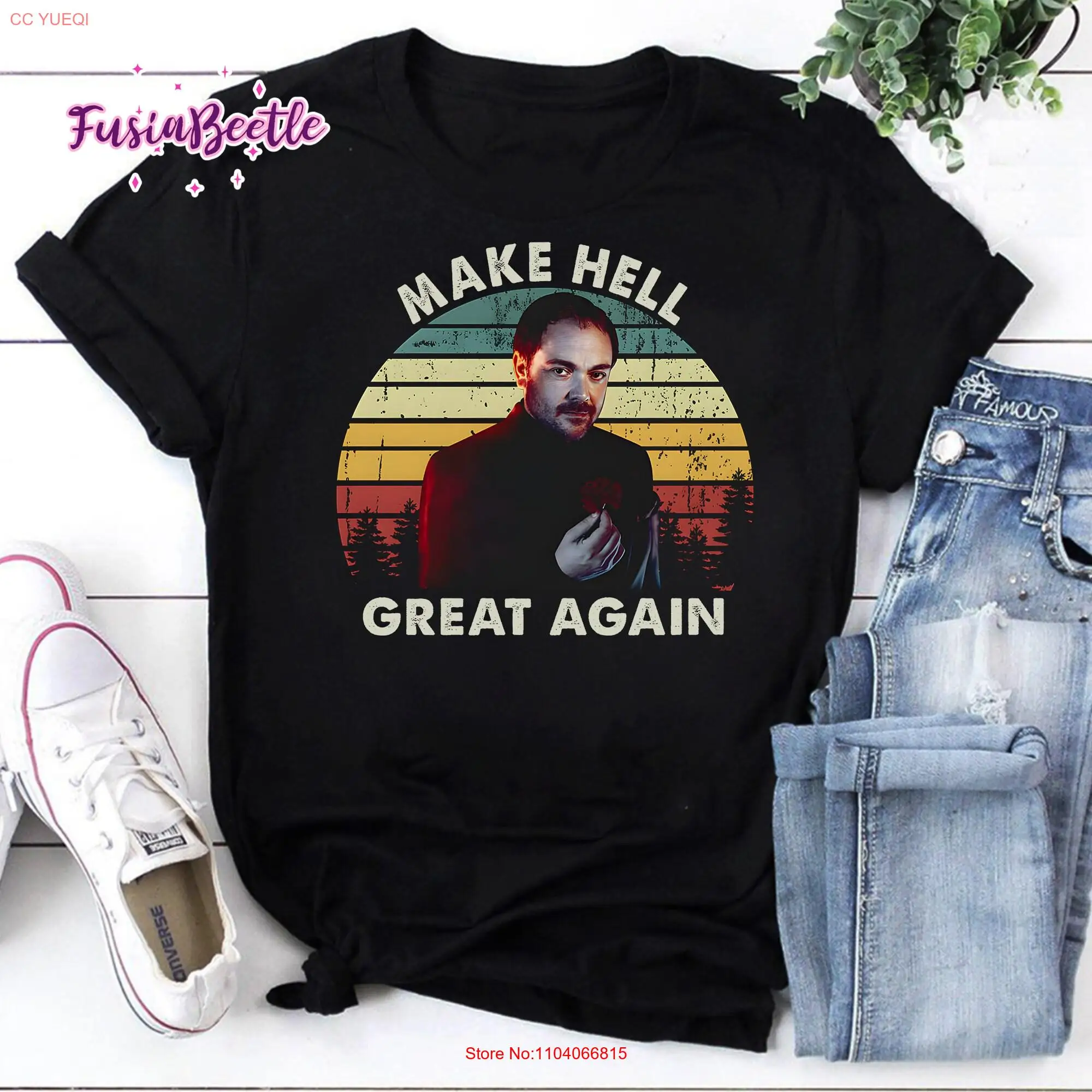 

Сверхъестественная забавная Винтажная Футболка Crowley с длинным или коротким рукавом