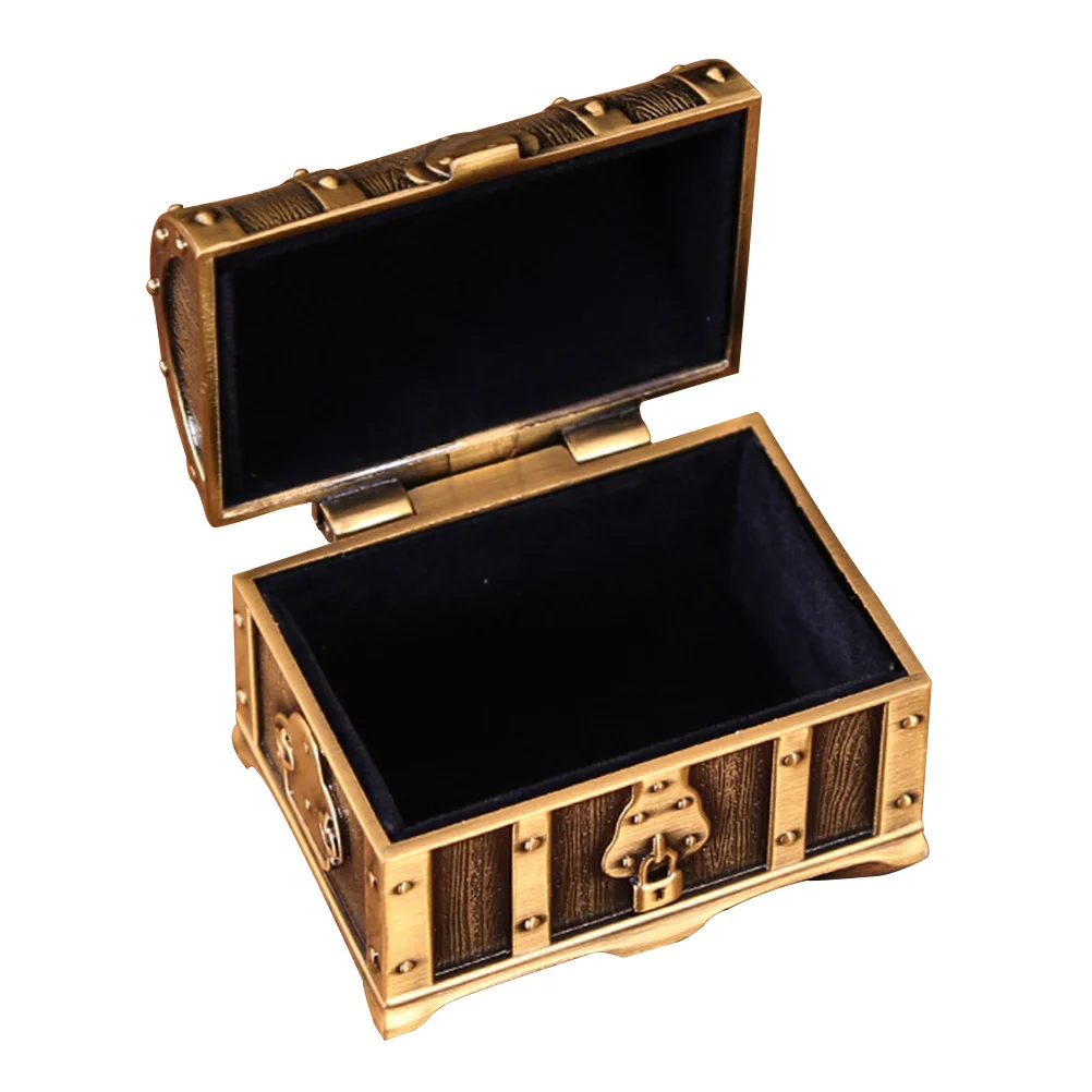 Treasure Chest Jewelry Box Earring Storage Case Packing Boxes Retro with Lock Decorative Cases