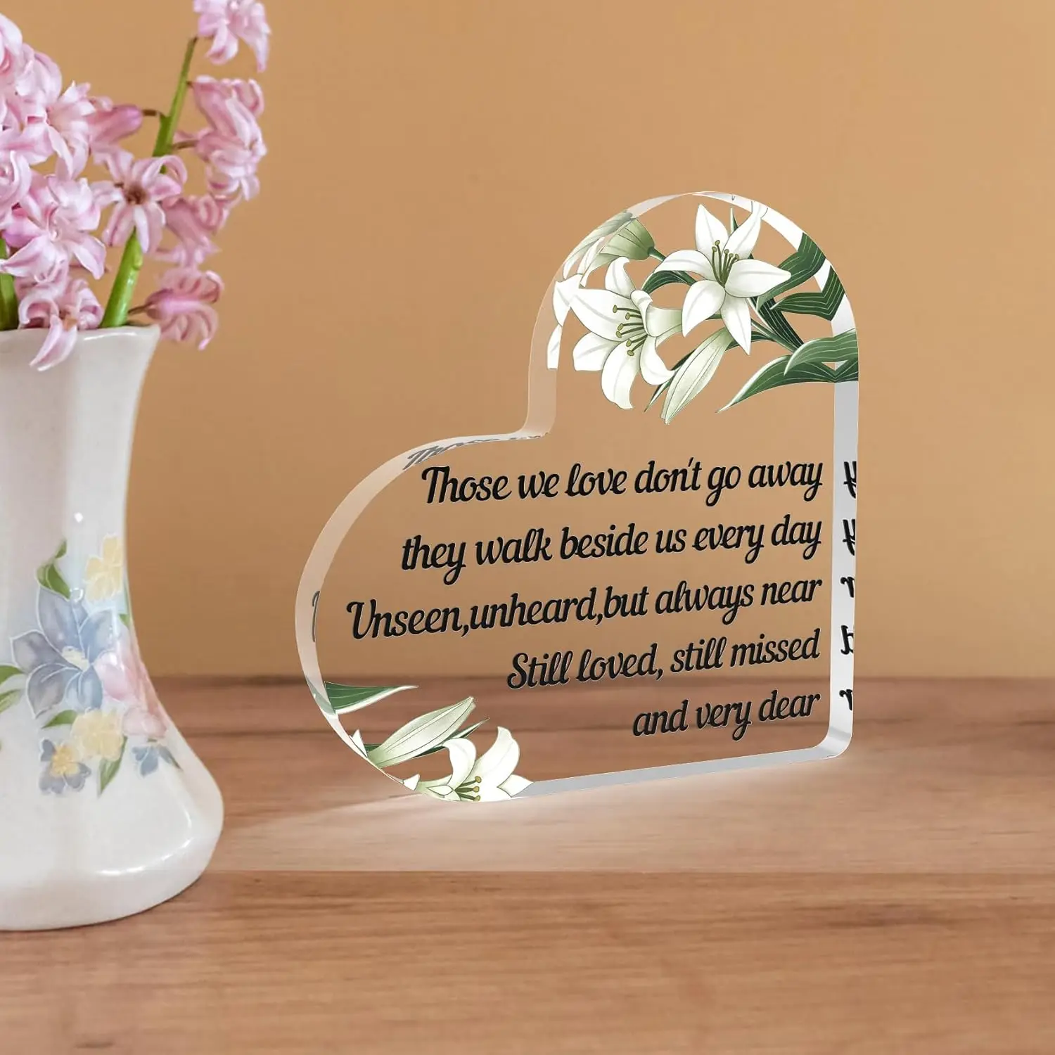 Sympathy Gift Acrylic Heart Shape Memorial Gifts for Loss of Loved One Bereavement Remembrance Gift Funeral Condolence Gift