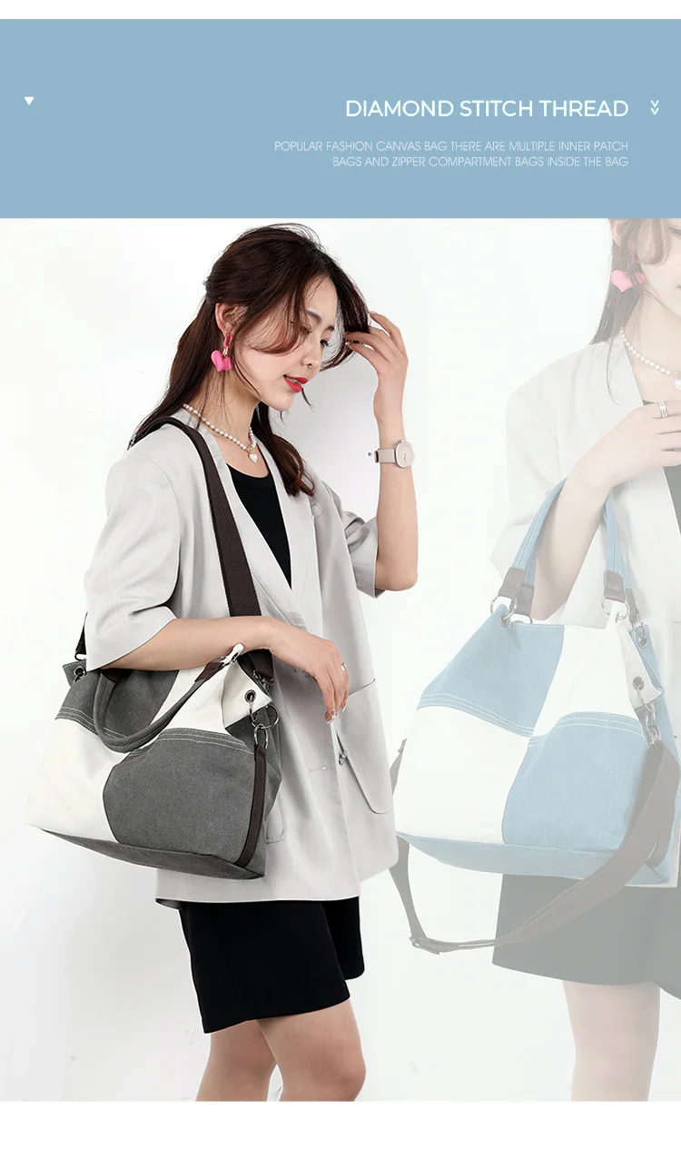 

Design Fashion Large Capacity Handbags Female Totes Women Bags Shoulder Canvas Bag for Women Trend Canvas Bag Multifunction