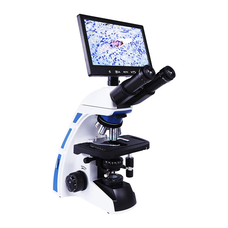 High definition 40-1000x Continuous Zoom Light Emitting Diode display biological microscope with three-eye stereo features