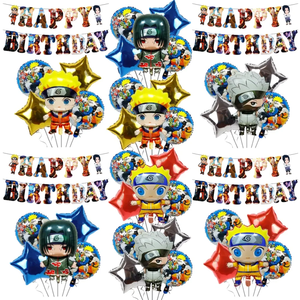 Globos de Regalo de Naruto Kakashi Uchiha Sasuke, Pancarta de Cumpleaños, Decoración para el Hogar de Uchiha Itachi Hatake Kakashi, Decoración de Héroes de Anime
