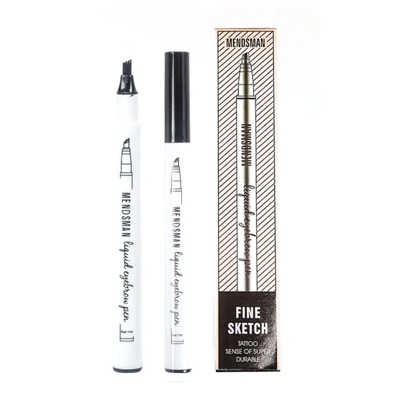 Crayon à sourcils brun foncé, pour Microblading, stylo de tatouage, maquillage, 4 pointes, liquide noir, rehausseur, cosmétique
