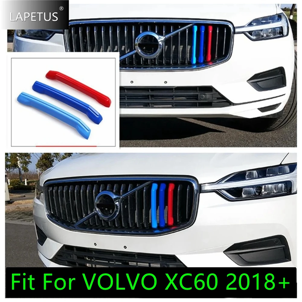 

Tricolor Car Front Head Grille Grill Decoration Strip Molding Cover Kit Trim Accessories Fit For VOLVO XC60 2018 - 2021