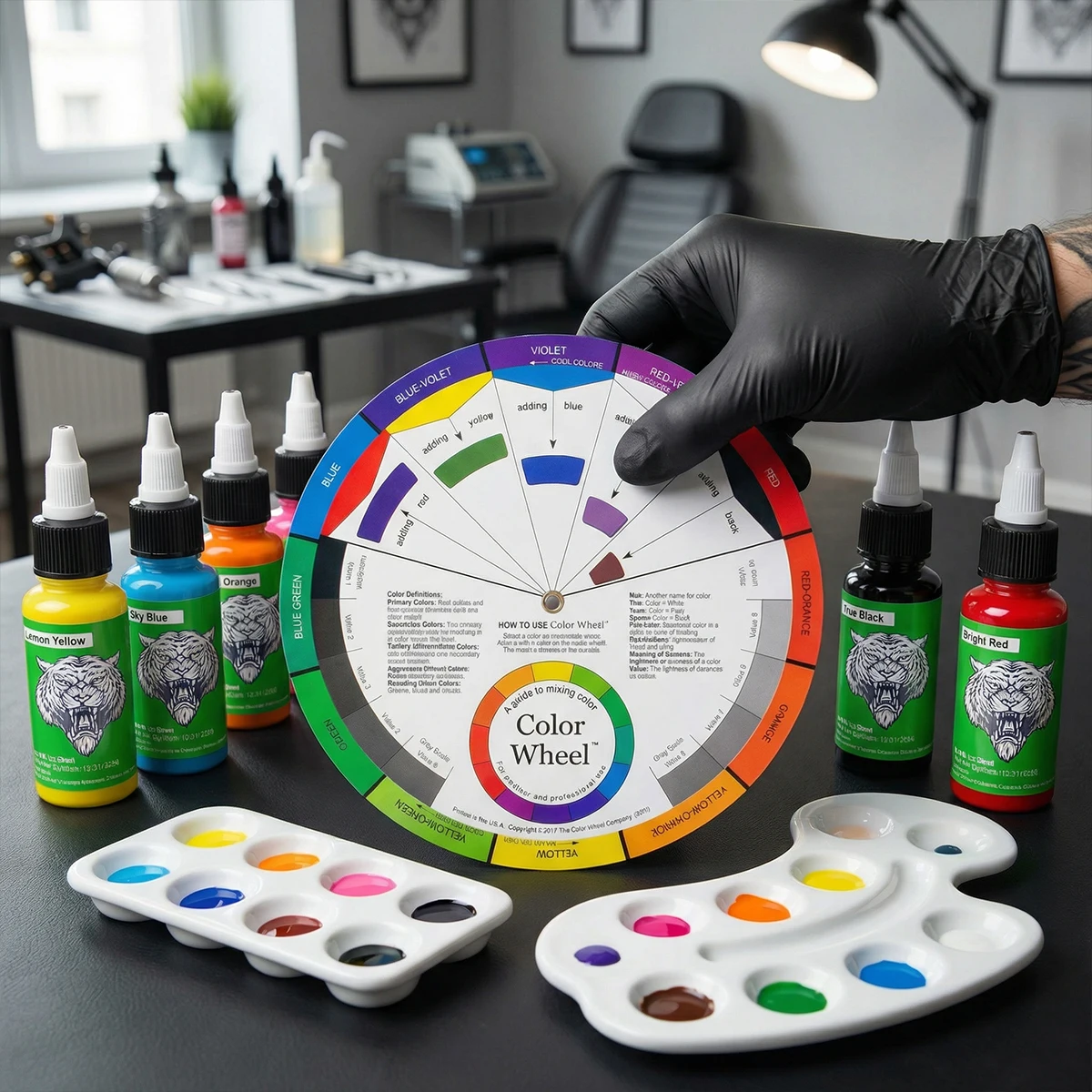1PC 12 Color Paper Card Tattoo Color Wheel Three Tier Design Rotating Chromatic Circle Professional Pigment Tattoo Supplies