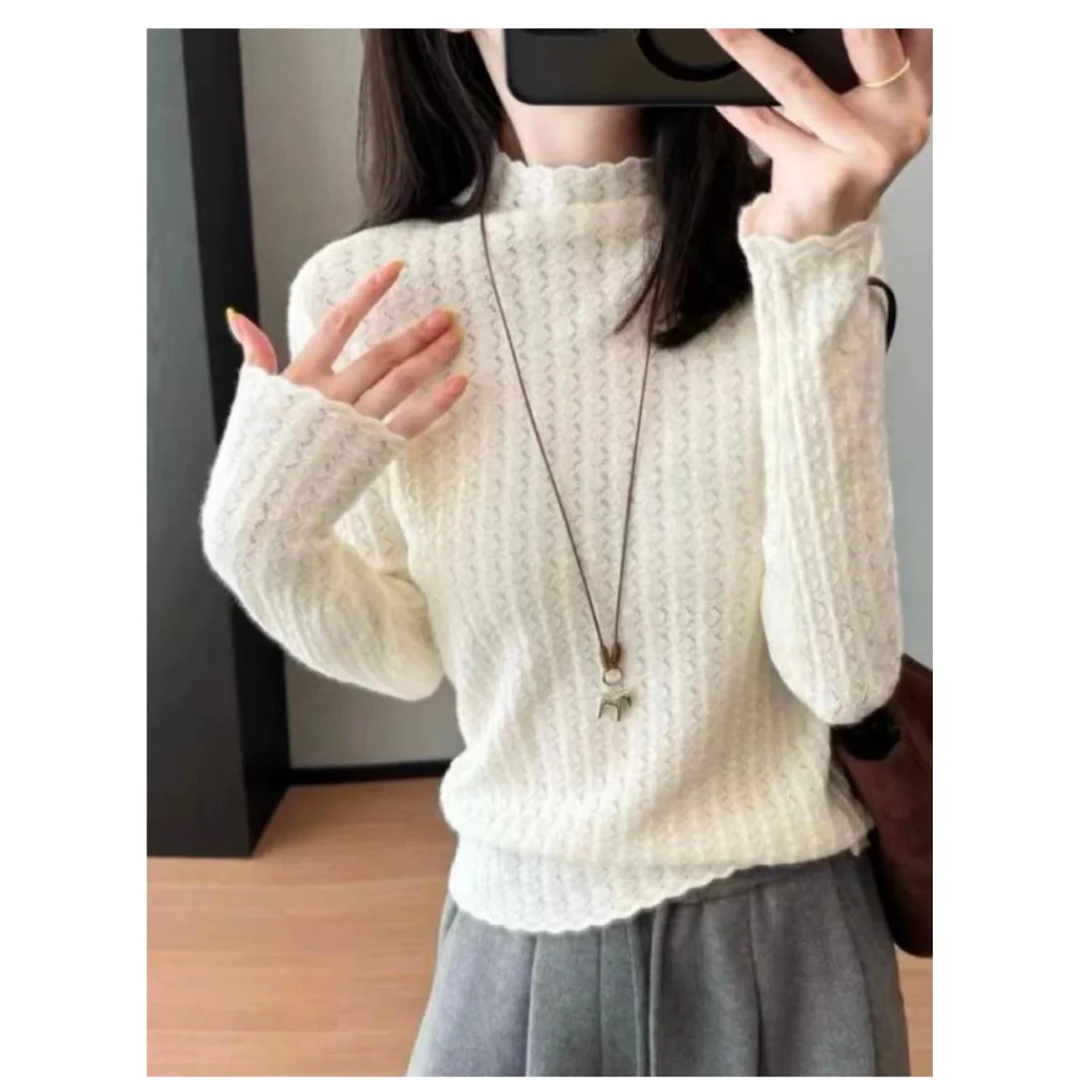 

Autumn Winter Women's Half High Neck Sweater Long Sleeve Top Knitted Pullover Basic Solid Soft Knitwear Jumpers Thermal Knit Top