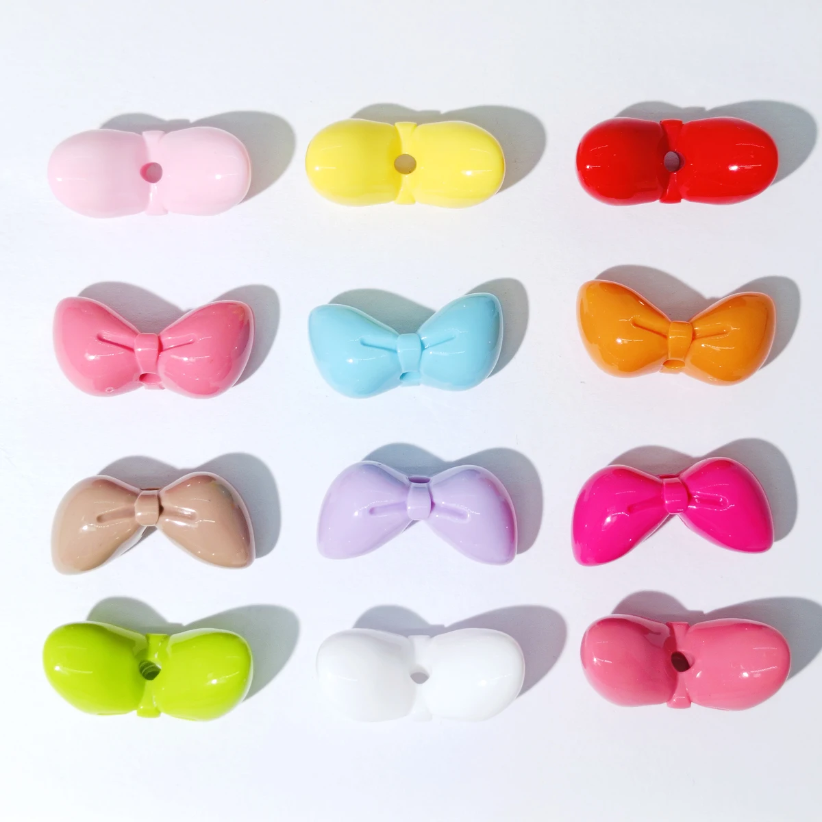 140 Uds./500g de dibujos animados acrílicos lindo arco gordo perforado DIY con cuentas cadena para teléfono móvil cordón para el cabello accesorio regalo del festival