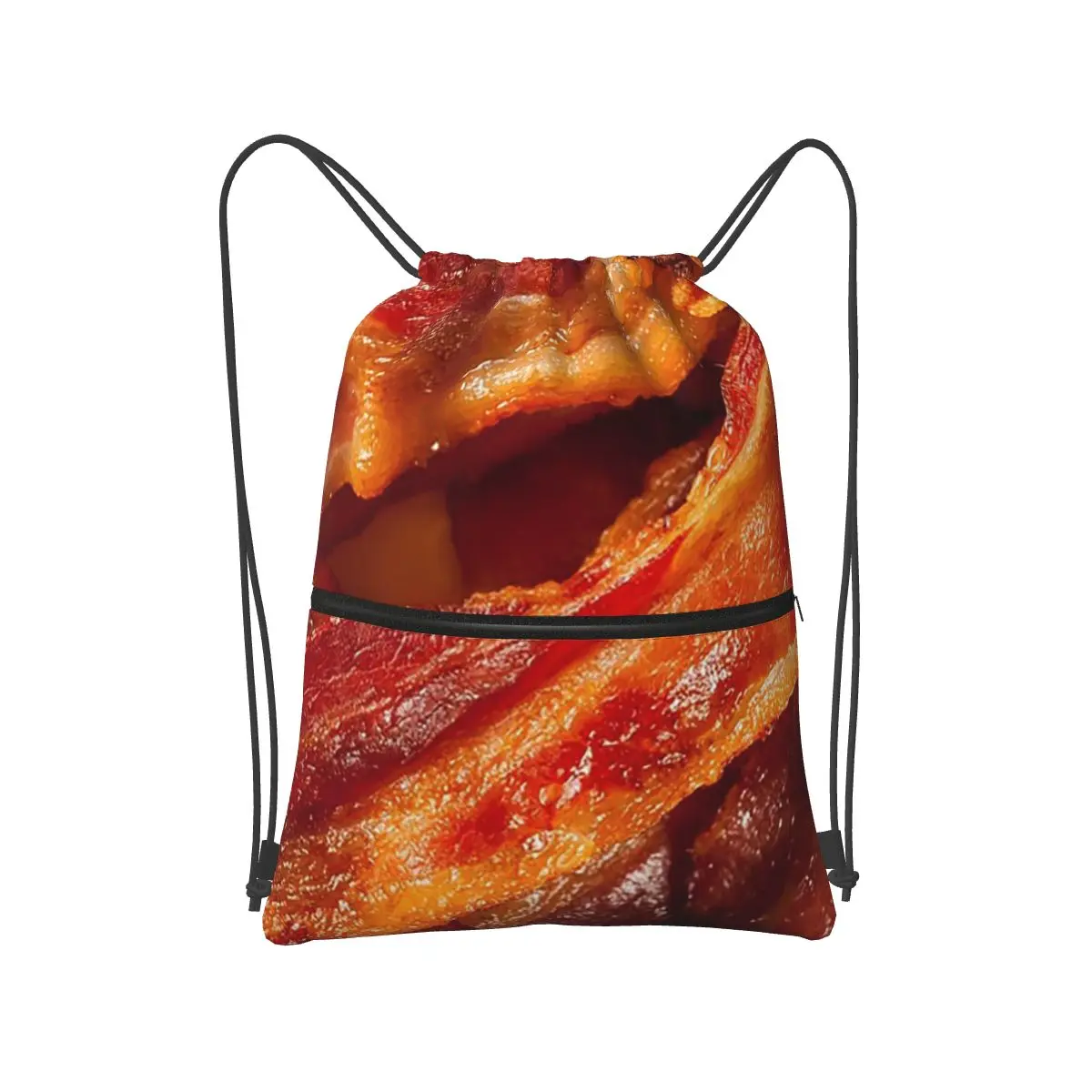 

Crispy Bacon Texture Meat Lovers Backpacks Portable Drawstring Bags Sundries Bag Book Bags for Travel School