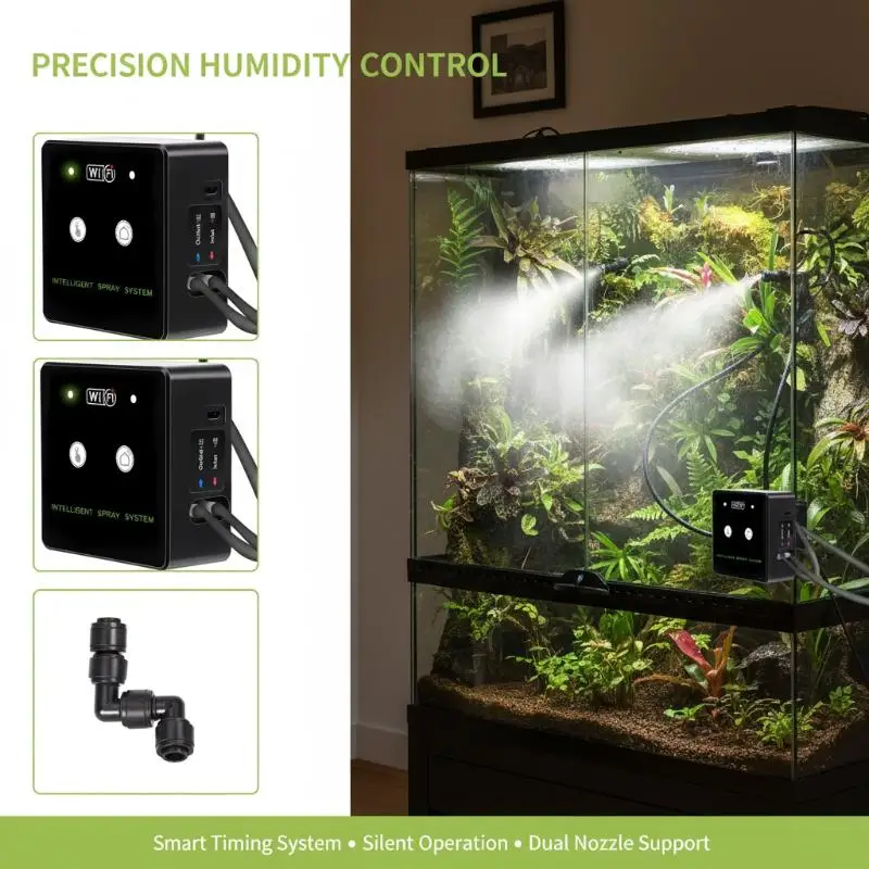 

Автоматическая система распыления WiFi Rainforest с таймером для охлаждения растений и вивариумов для животных