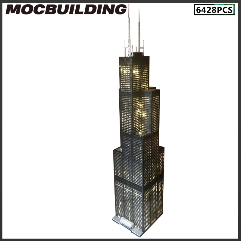 MOC Stad Creatieve Street View Willis Tower Model Bouwstenen DIY Montage Bricks Architectuur Speelgoed Collectie Kerstcadeau