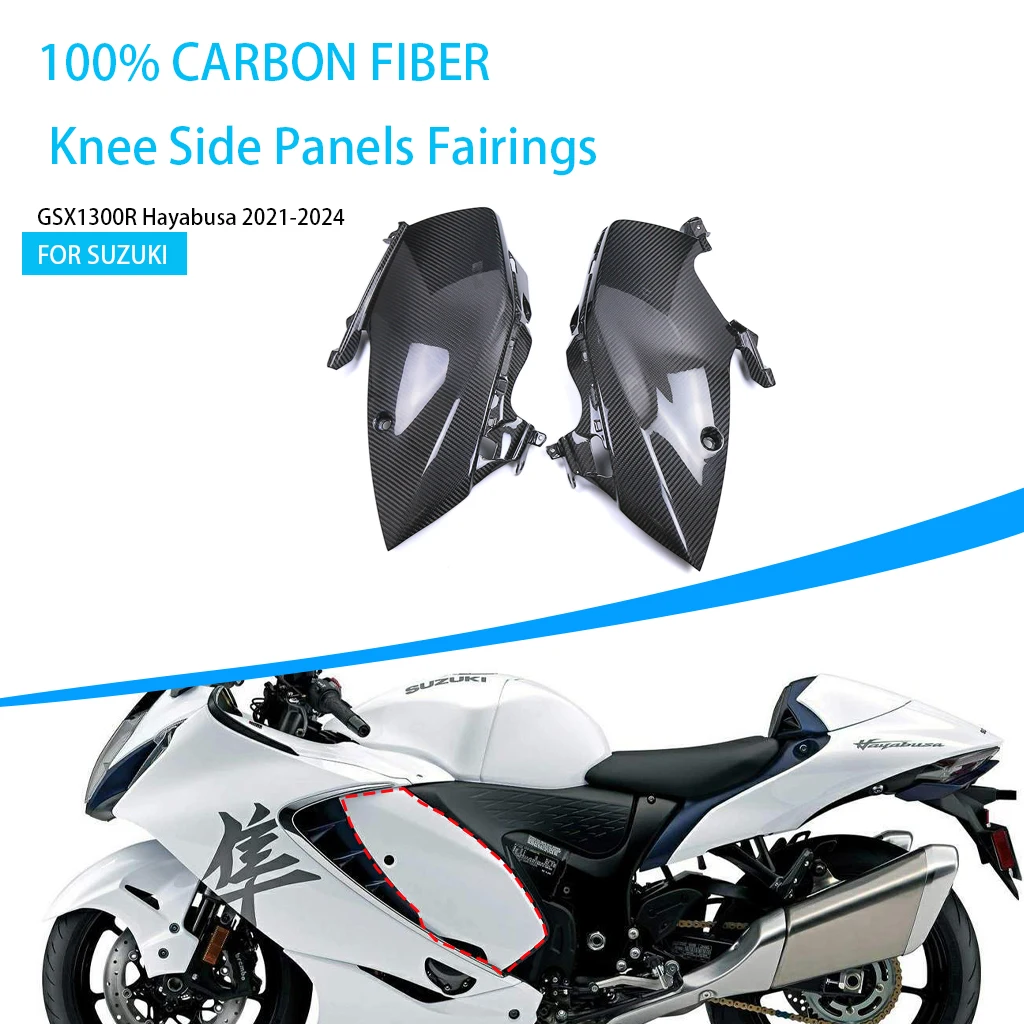 For SUZUKI GSX1300R Hayabusa 2021 2022 2023 2024 Motorcycle Carbon Fiber Knee Side Panels With Winglets Trim Fairings Accessorie