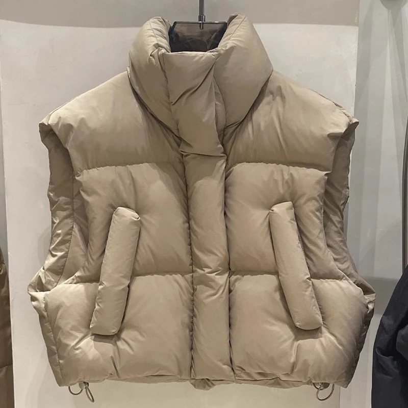 Figohr Damen Daunen Baumwoll jacke Weste einfach passende ärmellose Weste Jacke mit Taschen feste Weste 2024 Herbst Wintermantel