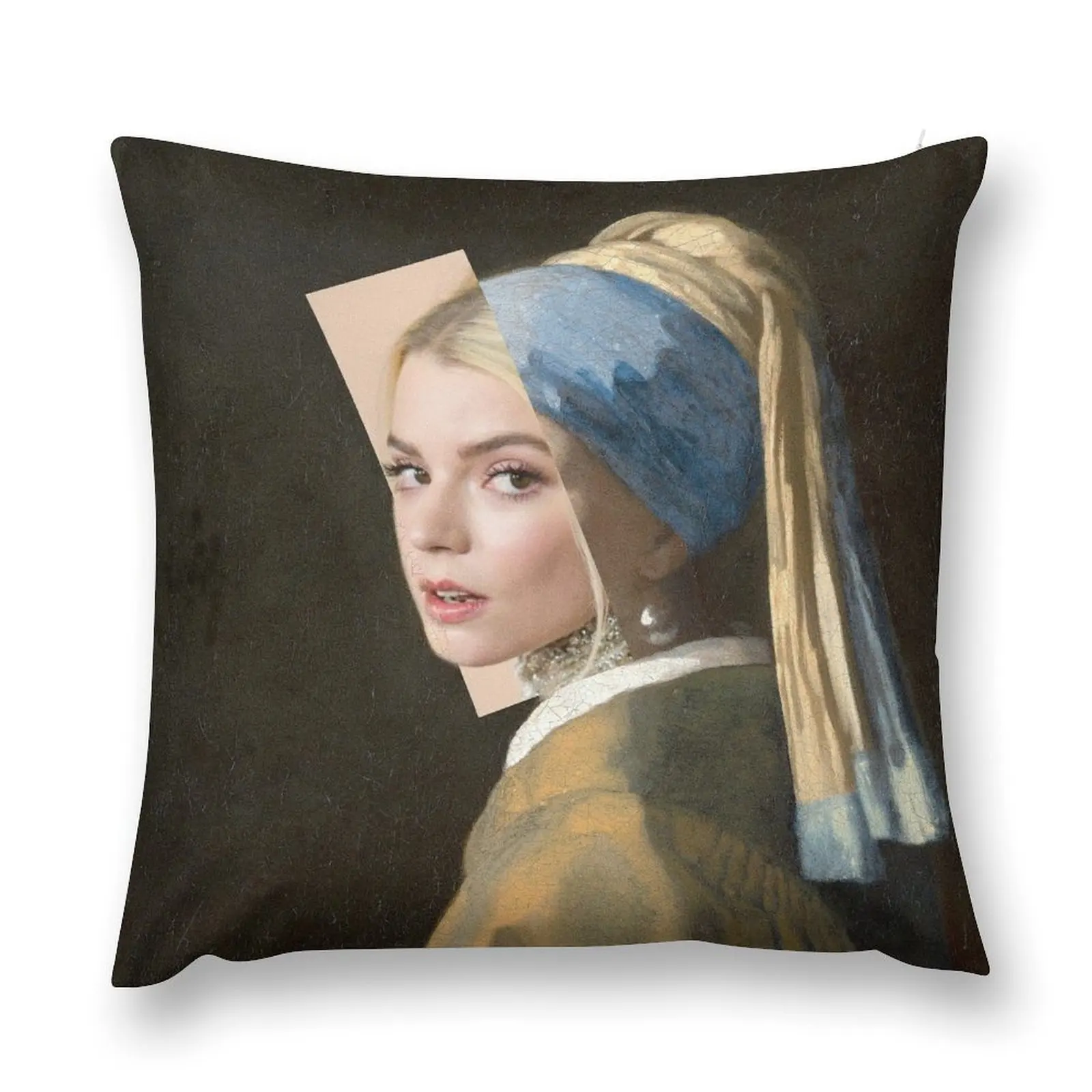 Anya Taylor-Joy Girl with a Pearl Earring Throw Pillow Christmas Pillow Covers Cushions For Decorative Sofa pillow