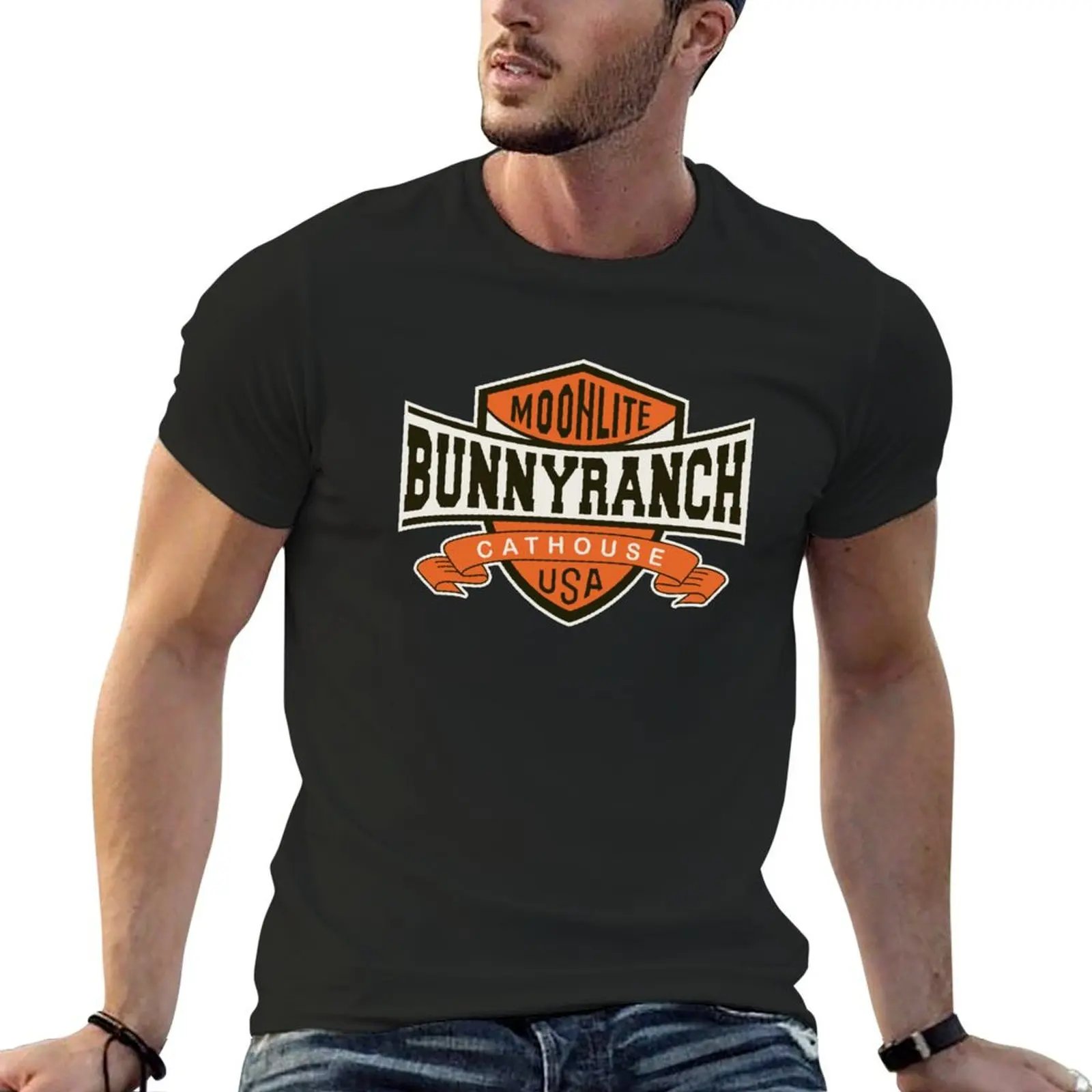 

Moonlite BunnyRanch Cathouse USA T-Shirt tops Blouse tshirts for men