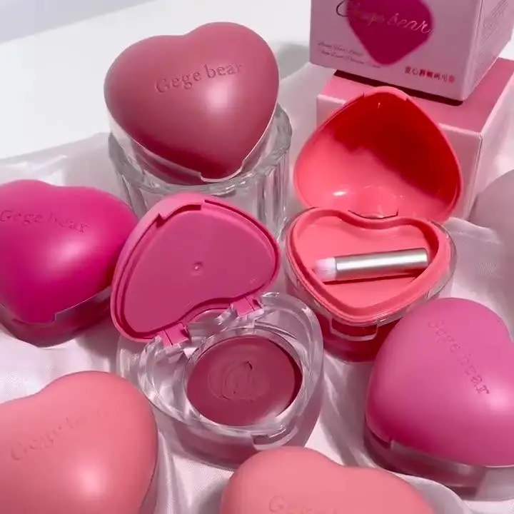 

Heart-shaped Blush Cream Lip Cheek Dual-purpose Lip Uplifting Tender Long-Lasting Color Look Monochrome Blusher Matte Mud C V8O4