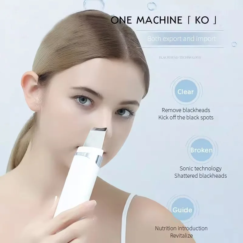 Portable Ion Ultrasound Facial Spatula Face Peeling Ultrasonic Skin Scrubber Ultrasonic Facial Dead Skin Peeling Pore Cleaner