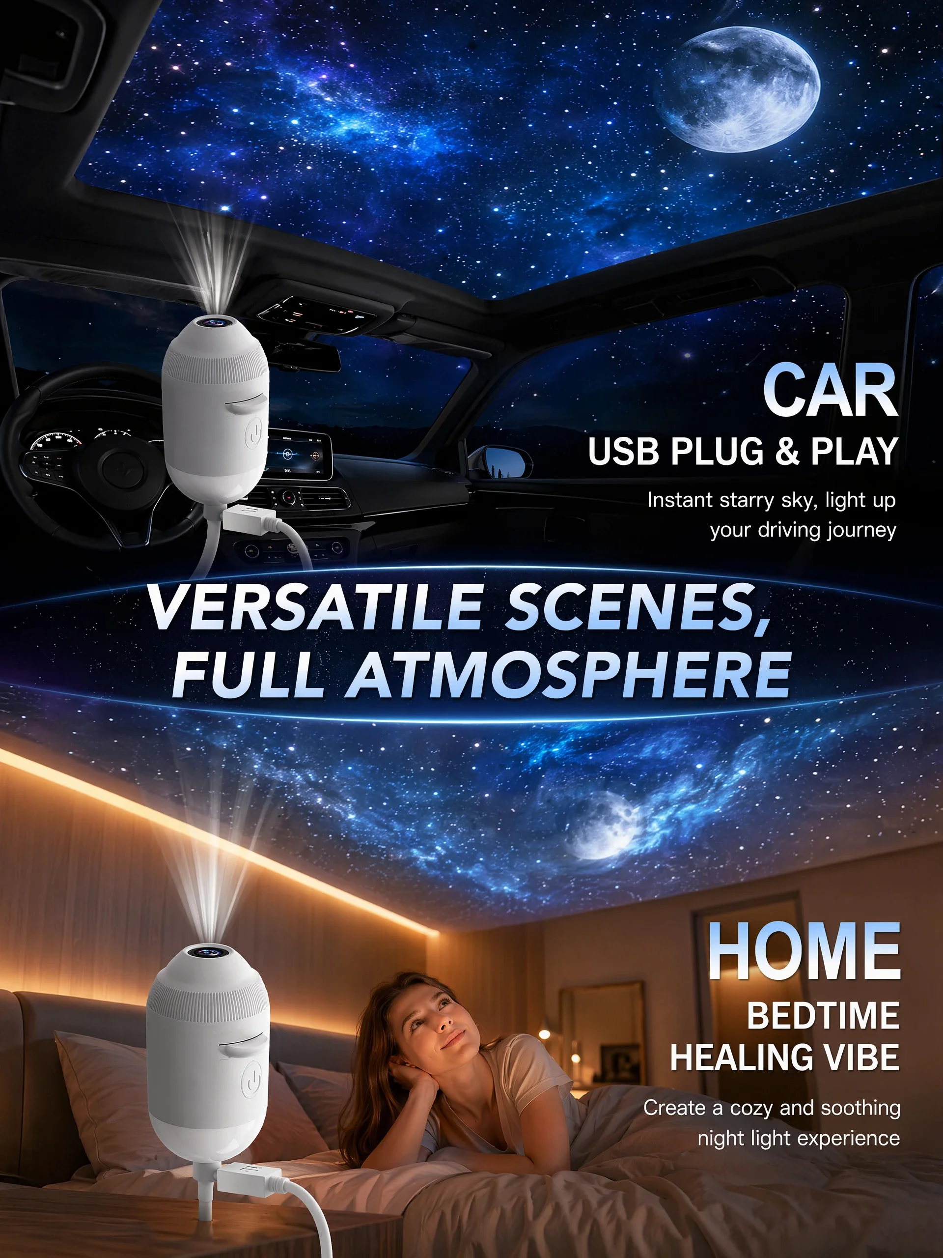 USB-Sternenprojektor-Licht 24-in-1 mit Touch-Steuerung, flexibler Schlauch, Auto-Dach-Galaxie-Nachtlicht für Schlafzimmer, Auto-Atmosphärenlampe – Detail 6