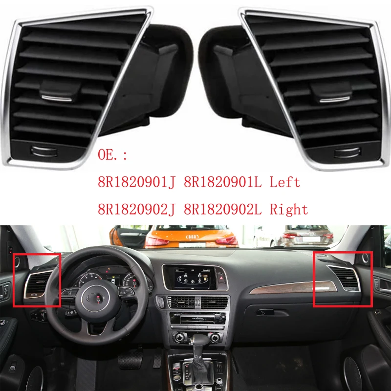 1/2pcs Left Right Dashboard Nozzle Air Conditioning Vent Outlet Compatible for Q5 2009 2010 2011 2012 8R1 820 901G 8R1 820 902G