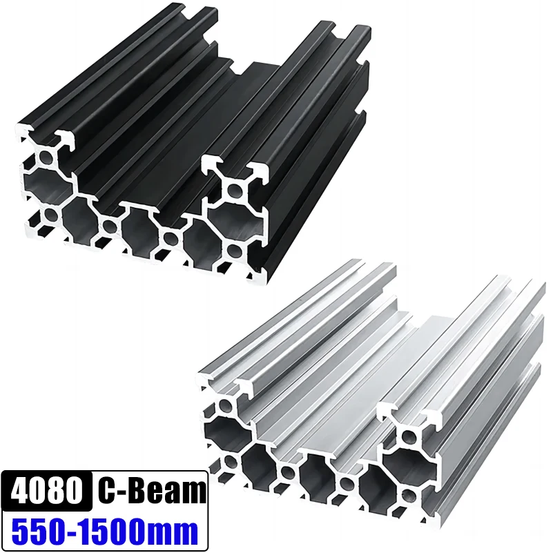 

2Pcs 4080 C-Beam Aluminum Extrusion Profile 550-1500mm EU Standard Aluminum Linear Rail Slider Slot for 3D Printer CNC Router