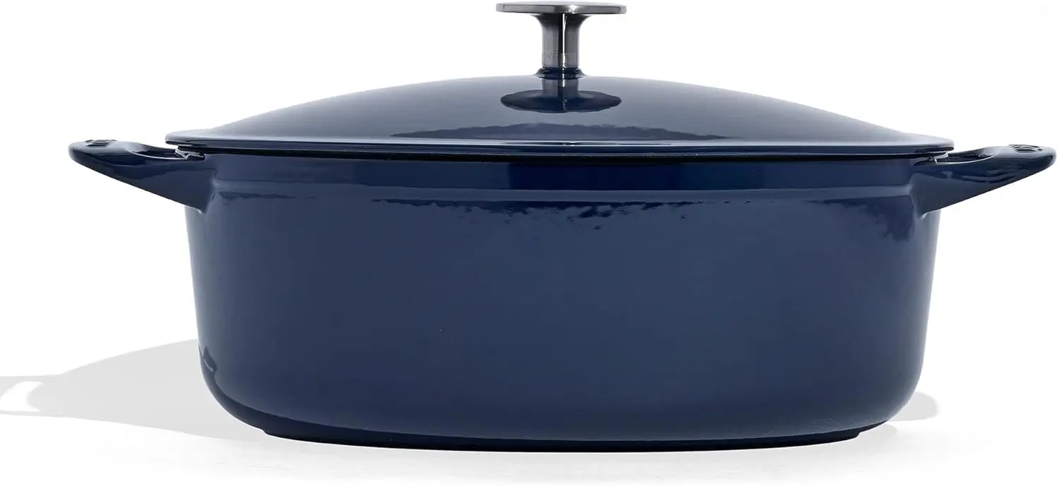 Cookware Oval Dutch Oven 7.5 Quart Enameled Cast Iron - Exceptional Heat Retention & Durability - Professional Cookware