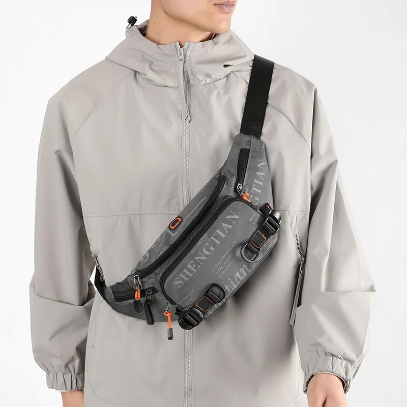Summer Large Capacity Waterproof Nylon Sports Crossbody Bag for Men Outdoor Casual Mobile Phone Bag Fashionable Leisure Waist... view 2