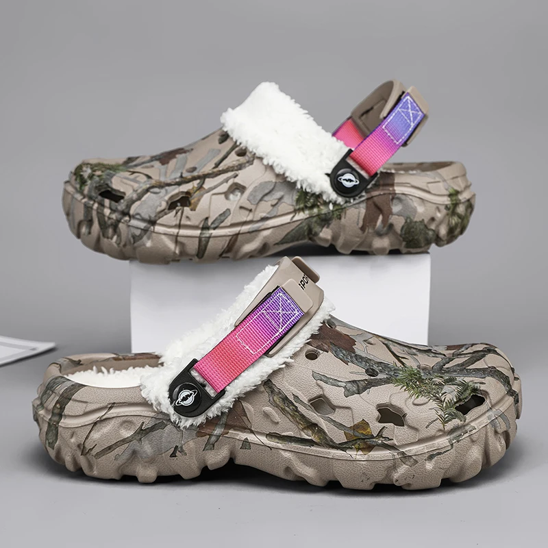 Neue Herren-Winterhausschuhe, bequeme warme Hausschuhe, abnehmbare Sommersandalen, lässige rutschfeste Plüsch-Fellhausschuhe für Herren – Detail 2