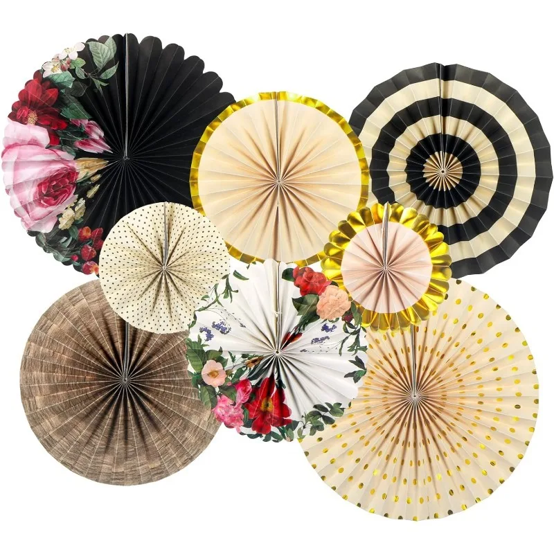 

8Pcs Party Hanging Paper Fans Chinese Paper Flower Garland Wall Decorations for Wedding Birthday Party Mothers Day Bridal Shower