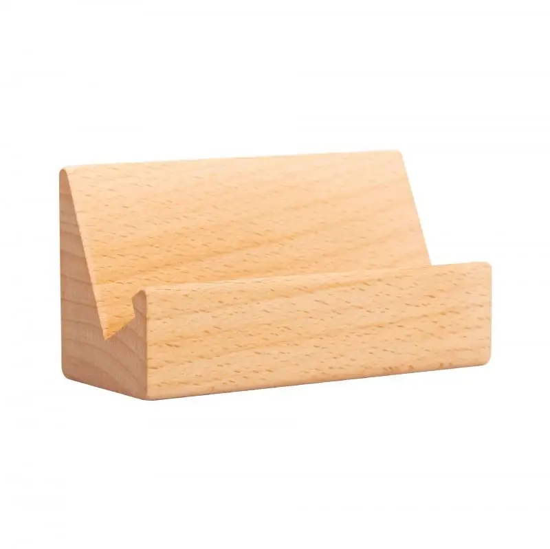 1pcs Solid Wood Desktop Business Card Display Stand Memo Holder Storage Box Beech Wood Card Organizer For Office