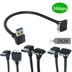 25cm USB 3.0 Micro B male Down angle to USB A male Down angle cable