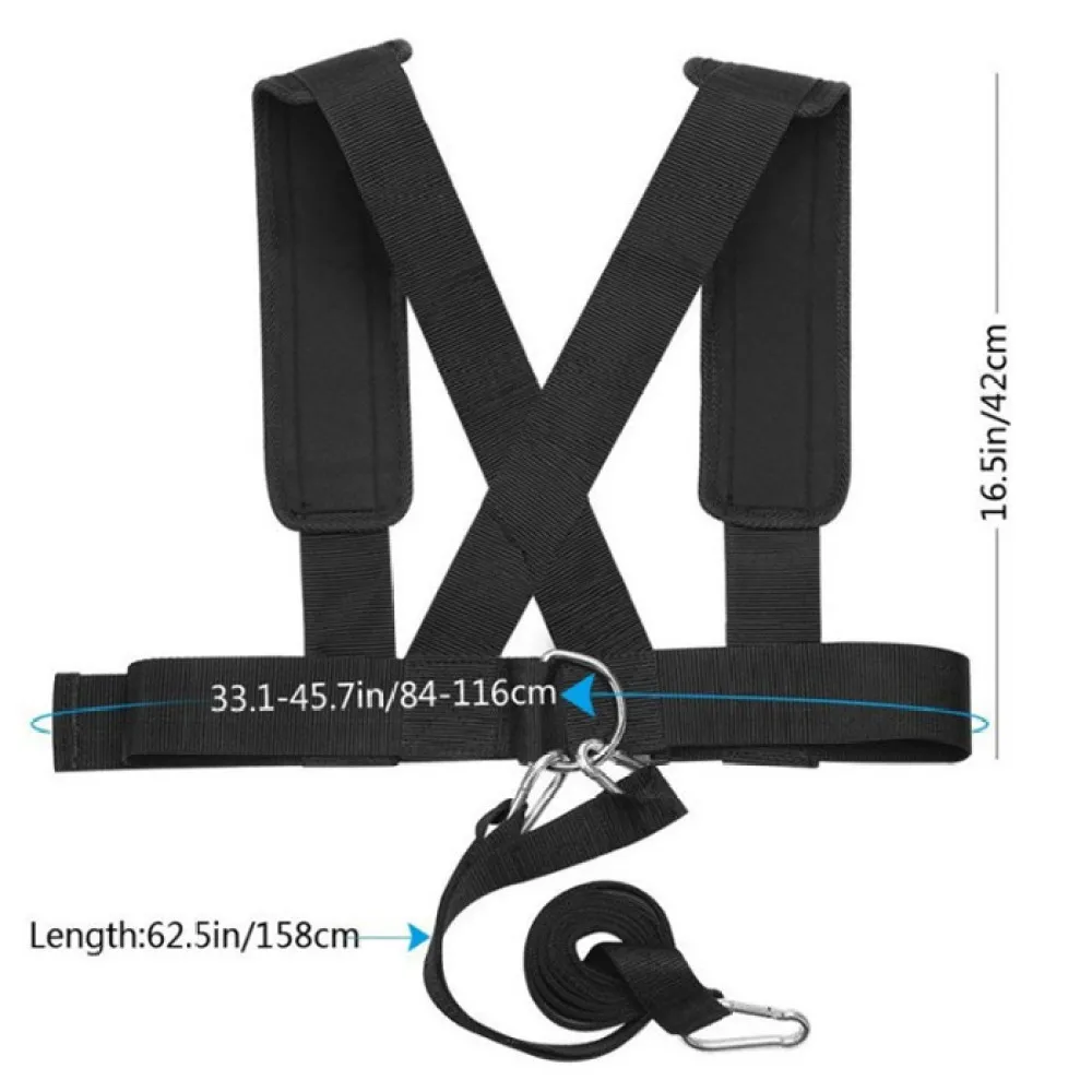 Adjustable Fitness Resistance Sled Harness Vest Running Sprint Drill Power Strength Training Workout Gear System