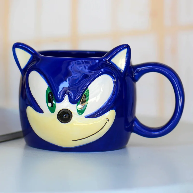 

330 мл кружка Sonic The Hedgehog, синяя керамическая кукла в стиле аниме, игровая периферия, чашка для воды