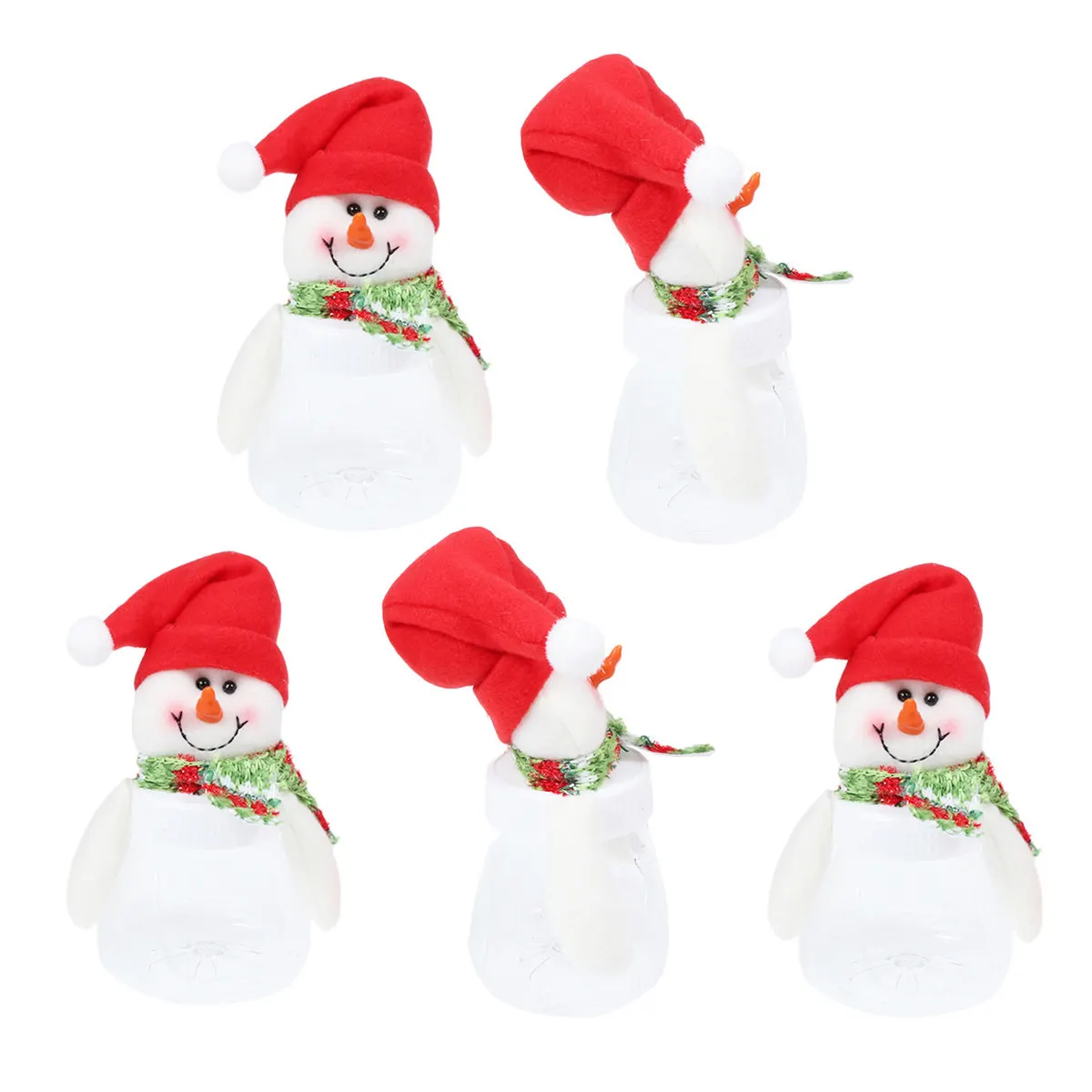

5Pcs Snowman Christmas Candy Boxes Decorative Storage Containers for Home Festival Party Celebration Candy Jars