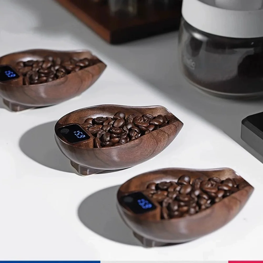 Wooden Tea Scale, Coffee Espresso Scale,Weigh Digital Coffee Scale with Timer, 0.1g 0.01oz Resolution 0.3 to 200g Rechargeable E
