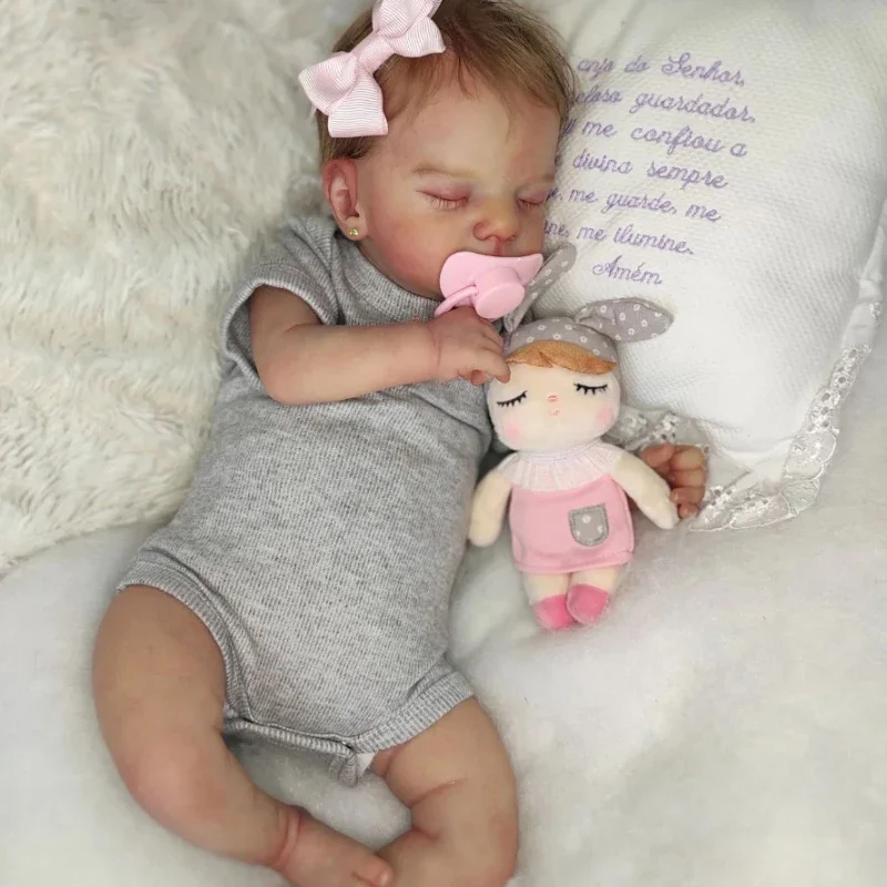 

45cm Reborn Baby Doll Sam Newborn Sleeping Baby Handmade Painted Lifelike 3D Skin with Visible Veins Bebe Alive