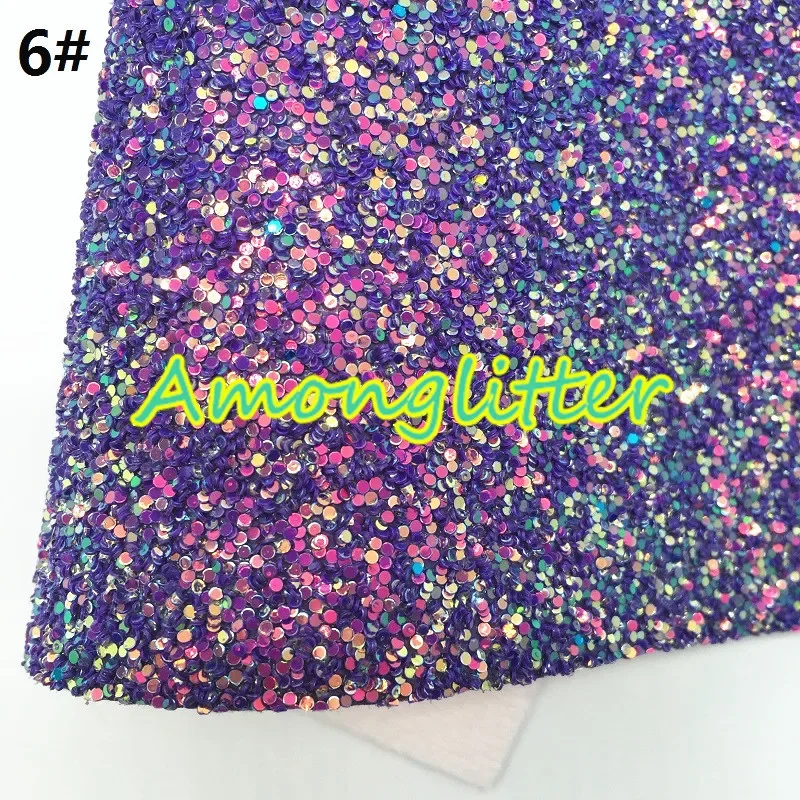 Amonglitter Purple Chunky Glitter Leather Sheets, Glitter Fabric for DIY Bows Bags and Shoes 21x29cm A4 size MB008A