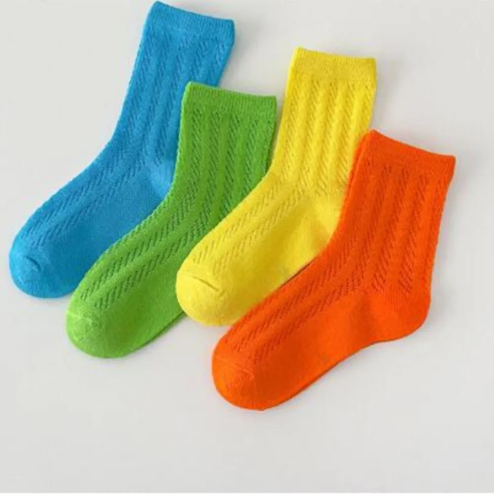 Children summer new hollow out mesh socks rural wind fan thin baby socks rainbow color chaussette fille