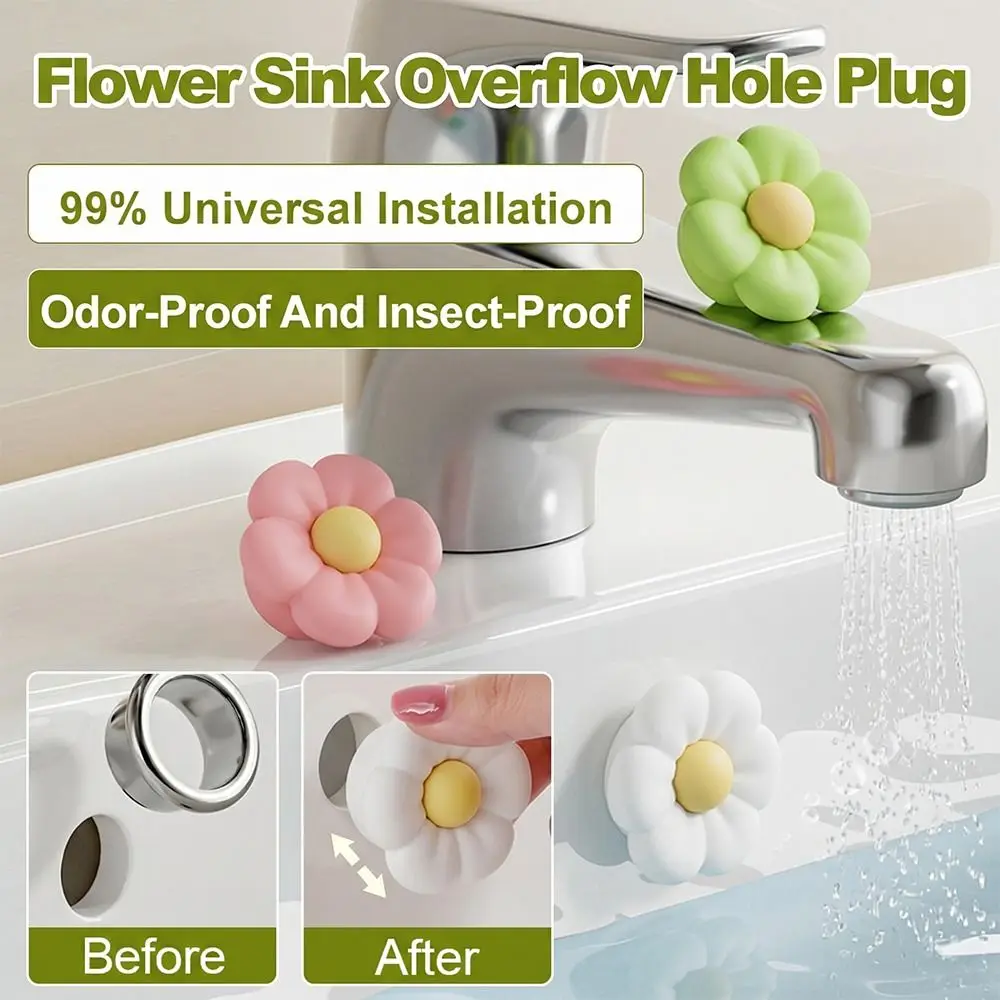 Anti-clogging Flower Sink Overflow Hole Plug Insect Proof Anti-Odor Floor Drain Plug Prevents Insects Sealing Cover