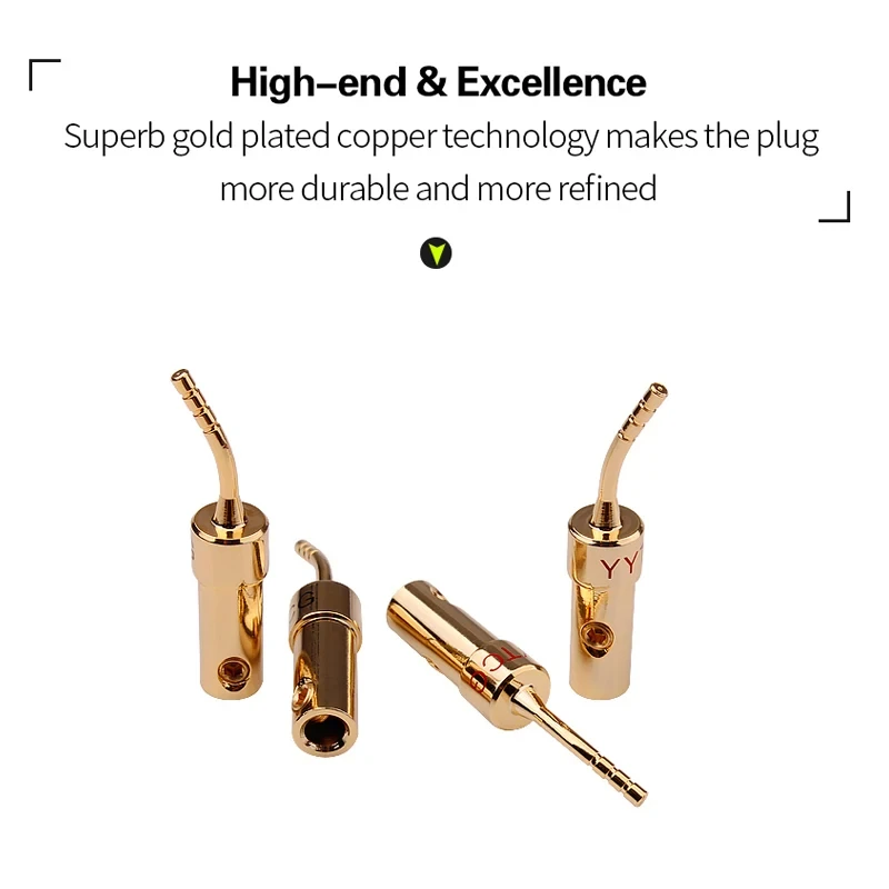 YYTCG pure copper gold-plated needle insert horn wire needle banana head solderless integrated power amplifier speaker plug 4pcs