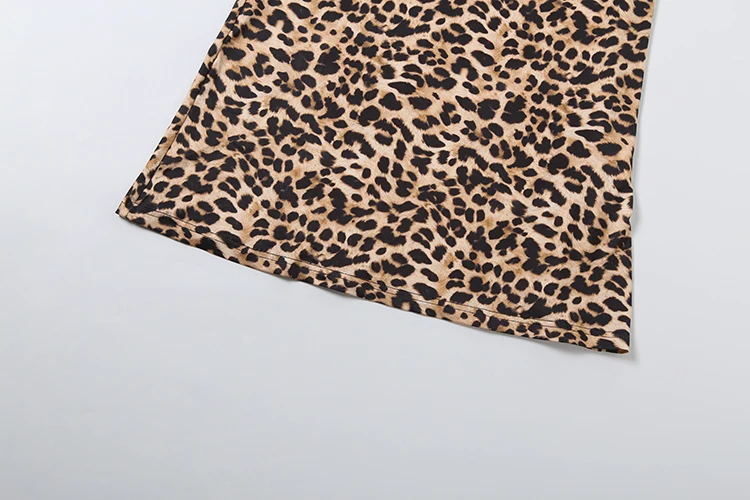 Weird Puss Spitzen-Patchwork-Kleid für Damen, Leopardenmuster, rückenfrei, Neckholder, Bandagen, ärmellos, sexy, für Partys, Streetwear, Maxi, figurbetont – Detail 10