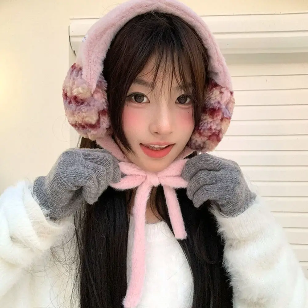 Korean Style Striped Plush Earmuffs Winter Warm Ear Covers Thickened Soft Windproof For Ladies Outdoor Travel Accessories