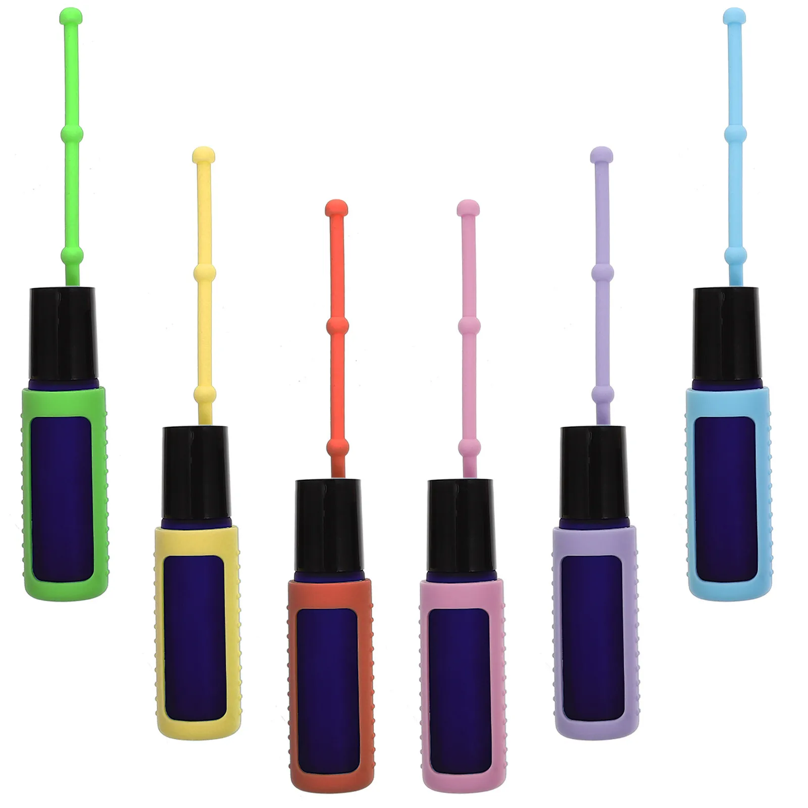

Набор из 1 матового флакона-роллера для эфирных масел, цветные стеклянные бутылочки с силиконовым чехлом, герметичные, ударопрочные, портативные