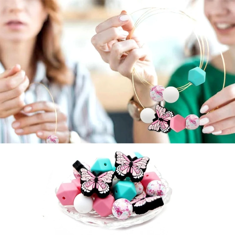 Colorful Silicone Beads Set for Keychain Making Trendy Colors and Shapes to DIY