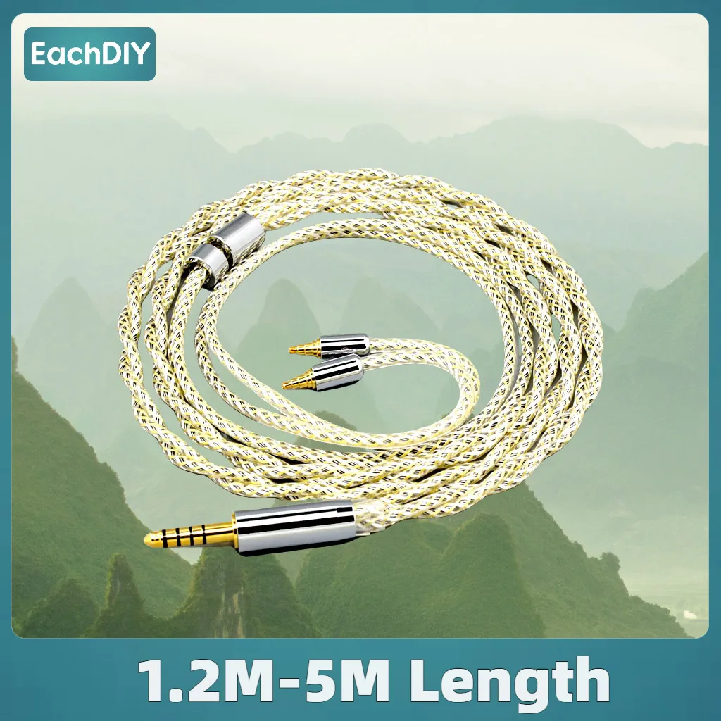 كابل سماعة أذن Litz Shielding فضي OCC لهاتف Sennheiser IE40 Pro IE40pro TypeS 23AWG 8946