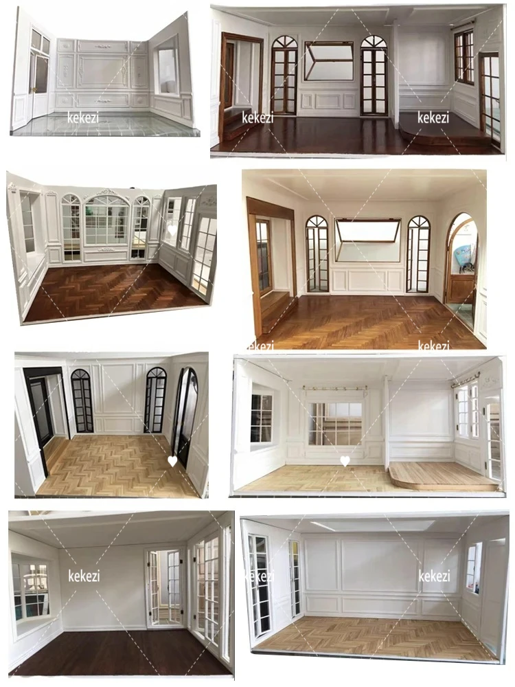 

Doll Double-layer Dollhouse Miniature Background Board Floor European French Style Dollhouse Villa New Diy Miniature Dollhouse