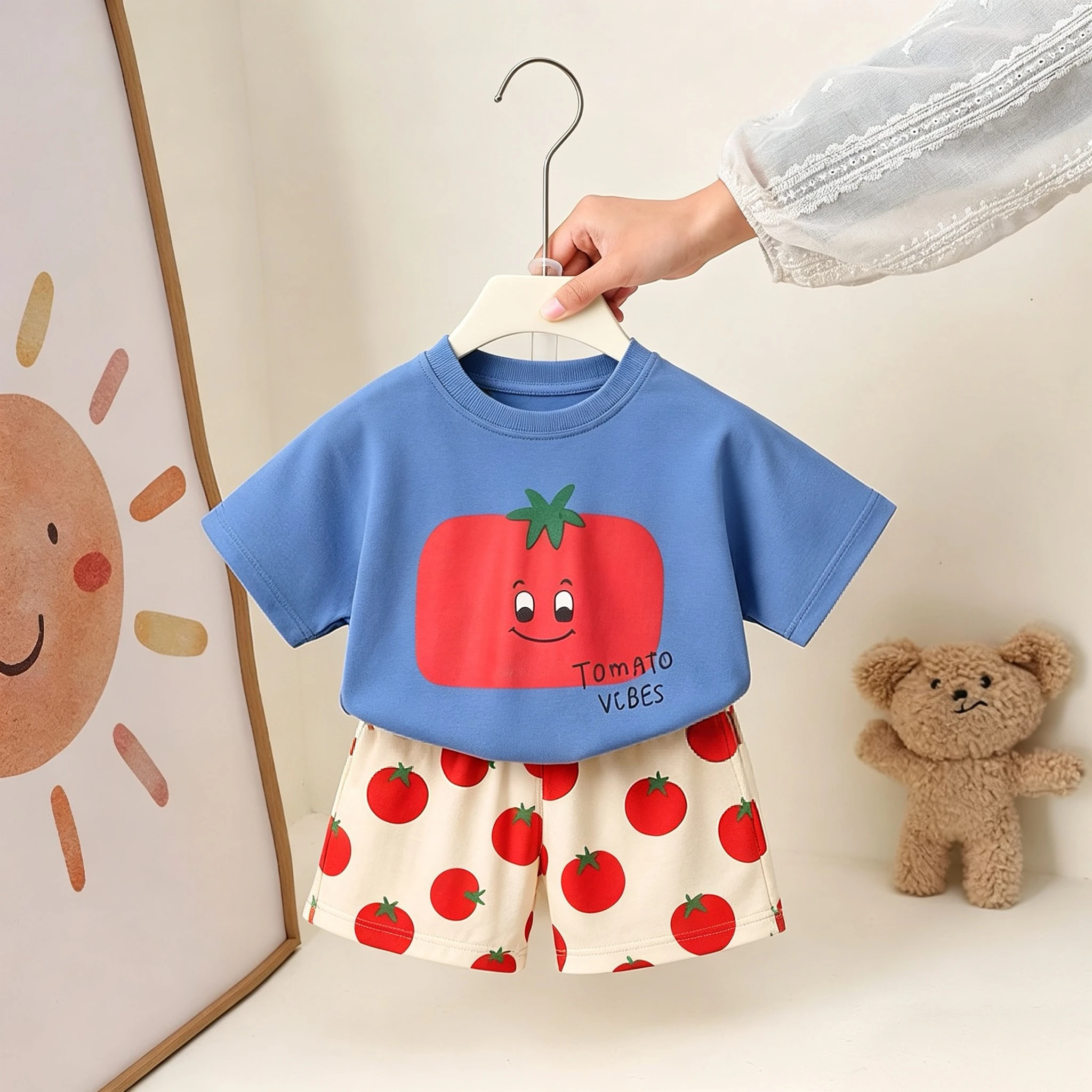 Summer Clothing Boutiques - Completo Estivo per Bambini, T-shirt Stampata