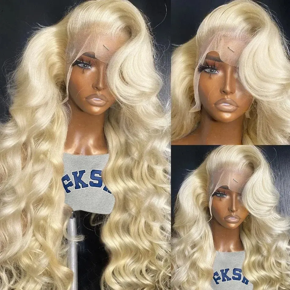 Rosabeauty 13x6 Blonde 613 HD Body Wave Around Lace Front Human Hair Wigs Glueless 13X4 Frontal Water Wave Wig Preplucked 250%